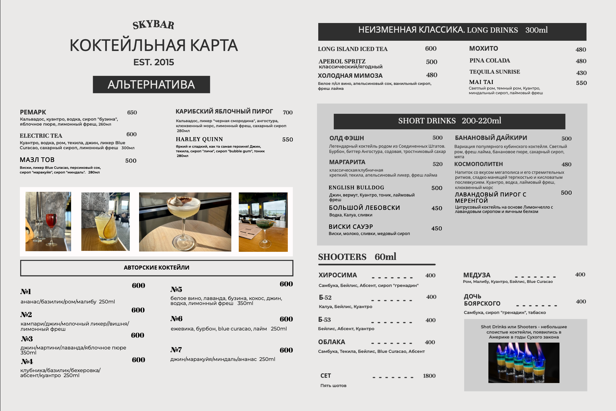 коктейльная карта 2025